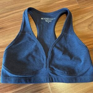 Beyond Yoga Spacedye Lift Your Spirits Sports Bra in Nocturnal Navy.